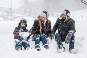 A family in snowy weather