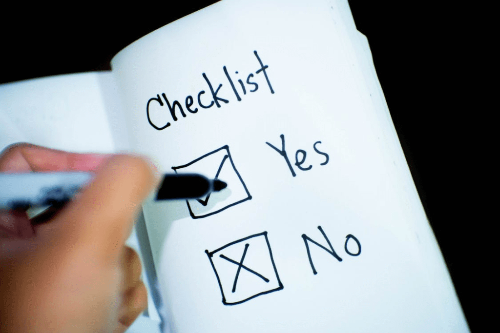 A paper with a checklist
