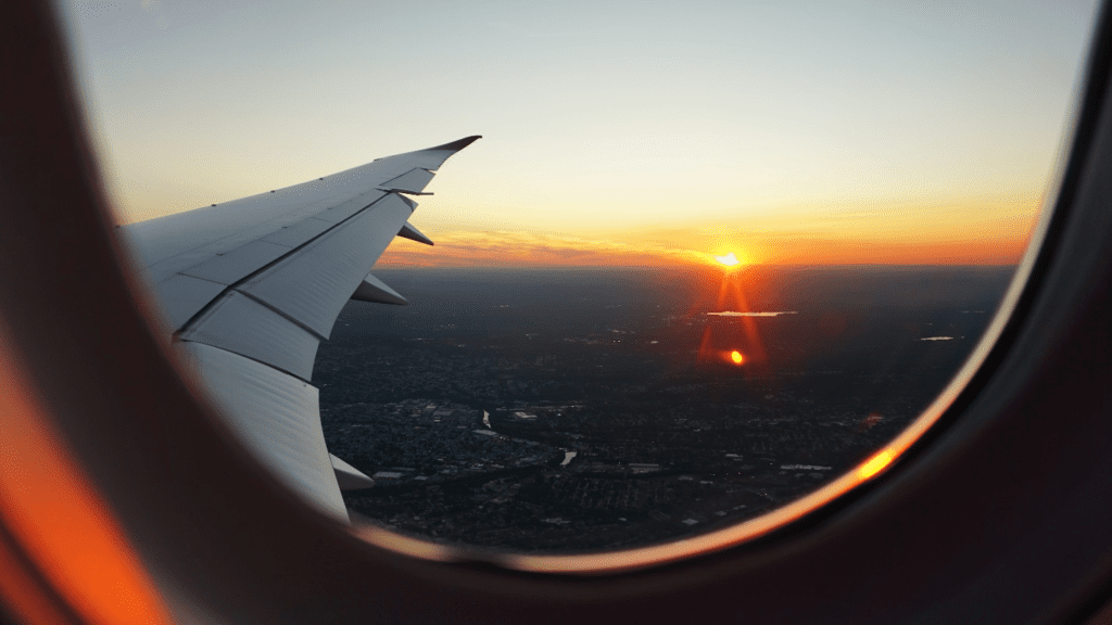 View of a sunset from a plane