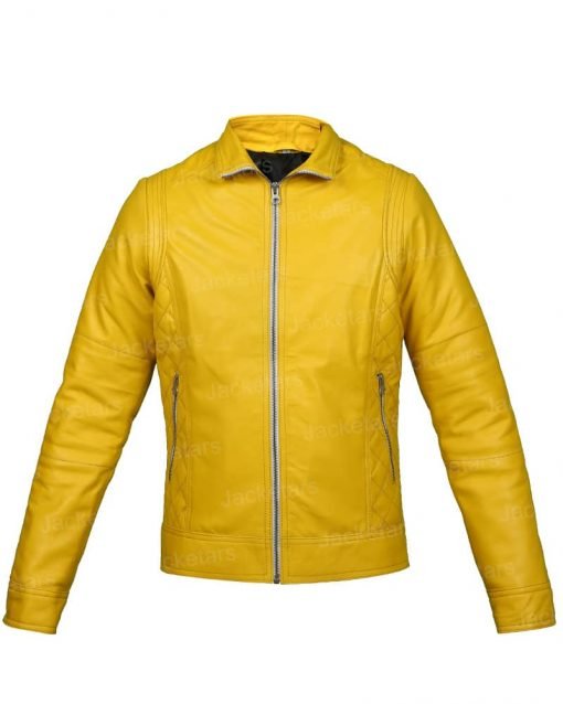 yellow leather jacket